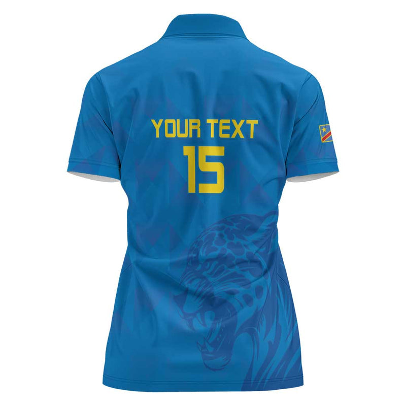 Custom DR Congo Football Go Les Léopards Women Polo Shirt