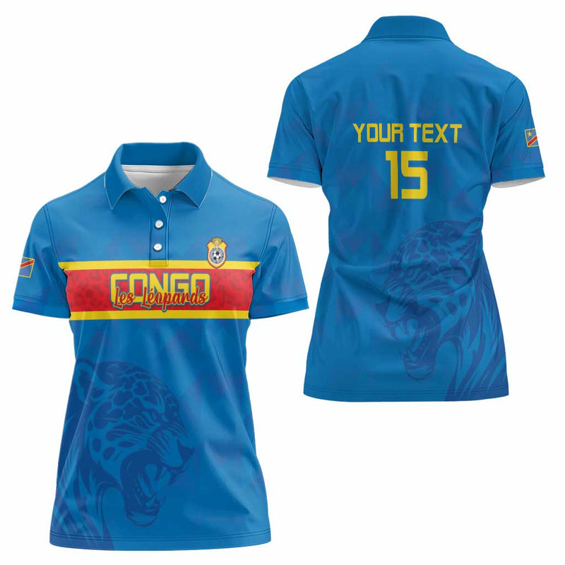 Custom DR Congo Football Go Les Léopards Women Polo Shirt