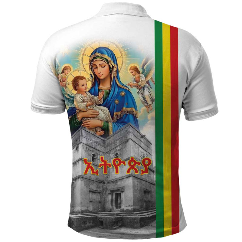 Ethiopian Christmas Saint Mary Lalibela Churches Polo Shirt