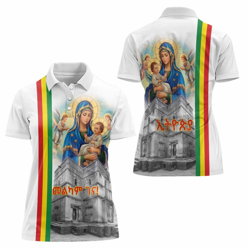 Ethiopian Christmas Saint Mary Lalibela Churches Women Polo Shirt