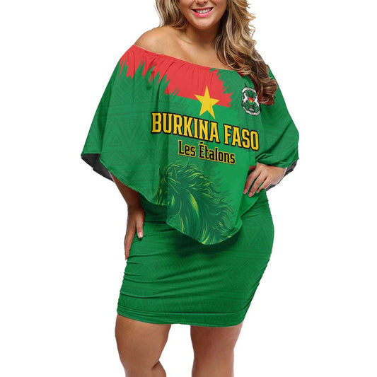 Custom Burkina Faso Football Go Les Etalons Off Shoulder Short Dress