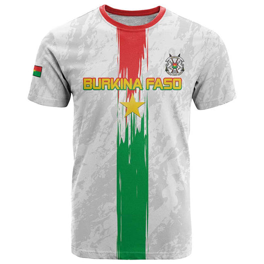 Custom Burkina Faso Football Grunge Style T Shirt