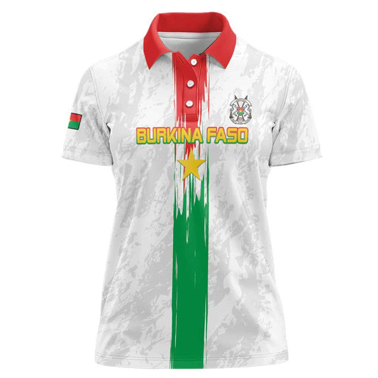Custom Burkina Faso Football Grunge Style Women Polo Shirt