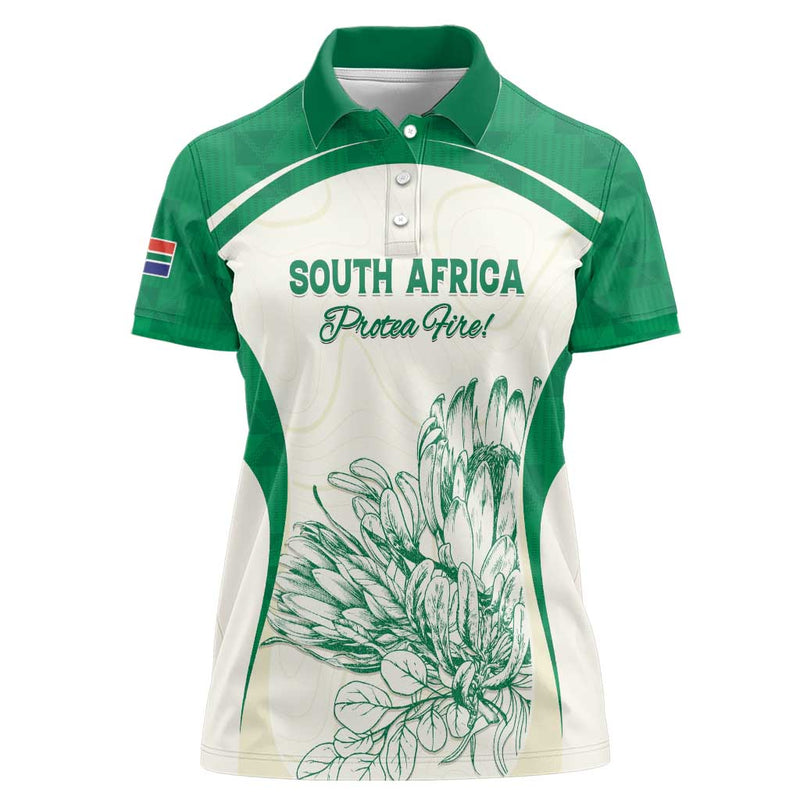 Custom South Africa Cricket Protea Fire Women Polo Shirt