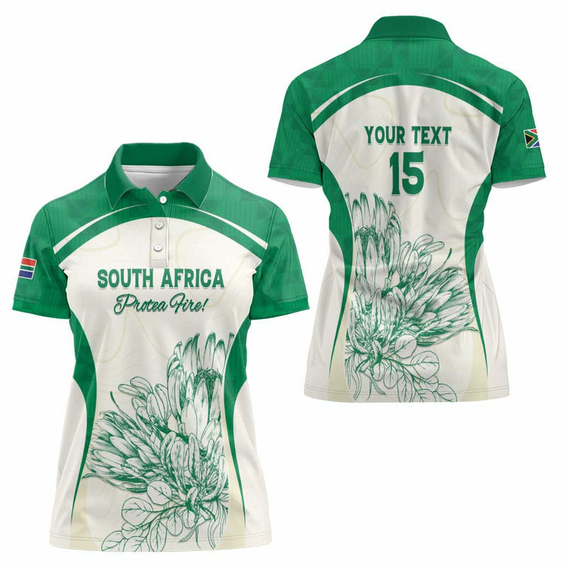 Custom South Africa Cricket Protea Fire Women Polo Shirt