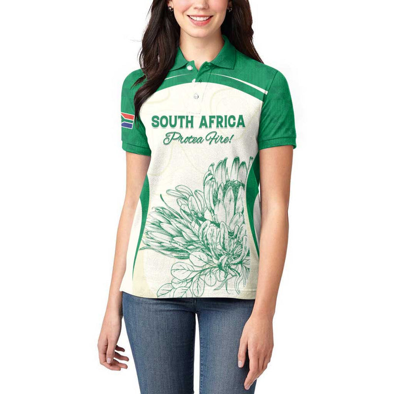 Custom South Africa Cricket Protea Fire Women Polo Shirt