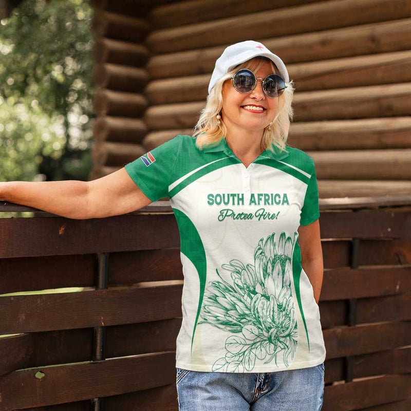 Custom South Africa Cricket Protea Fire Women Polo Shirt