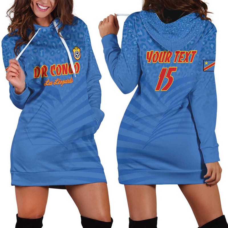 Custom DR Congo Football Come On Les Léopards Hoodie Dress