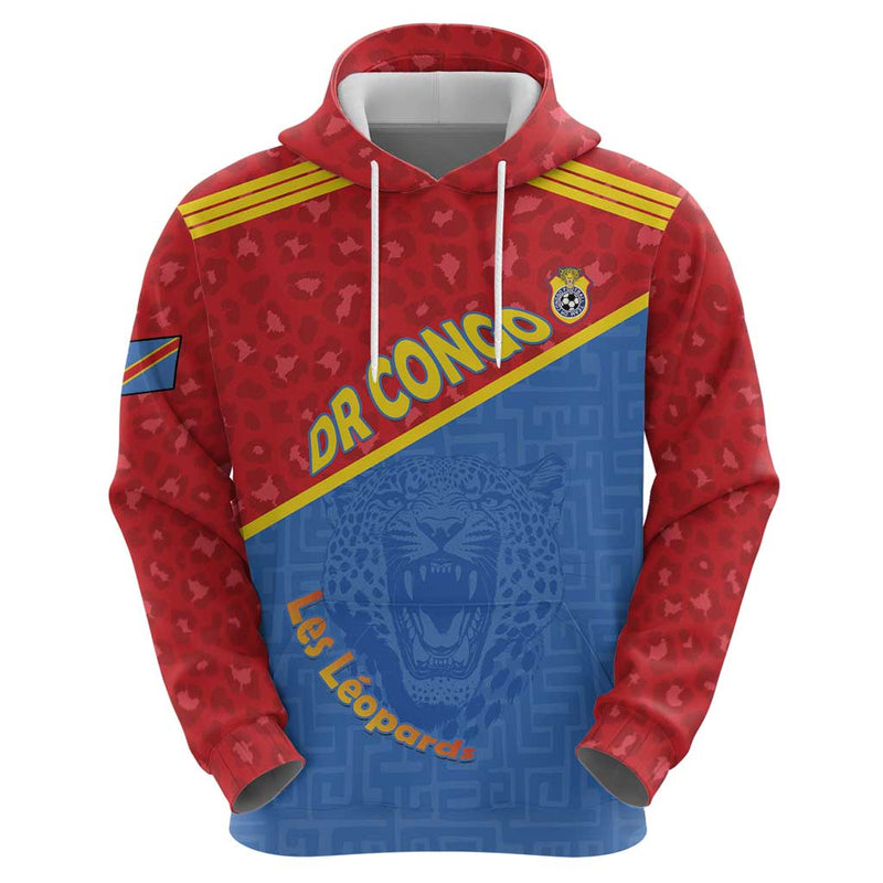 Custom DR Congo Football Hoodie Allez Les Léopards