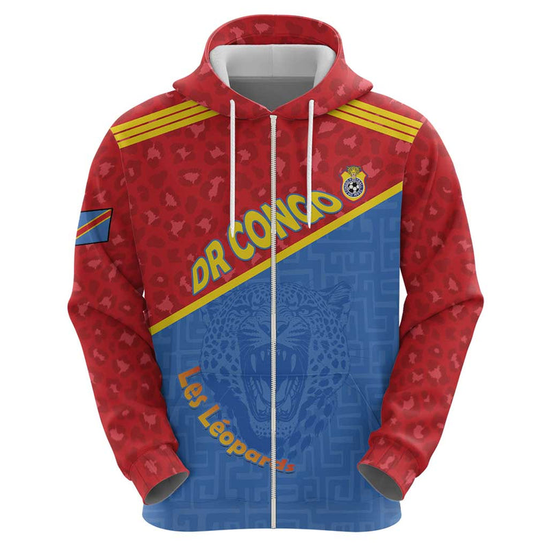Custom DR Congo Football Hoodie Allez Les Léopards