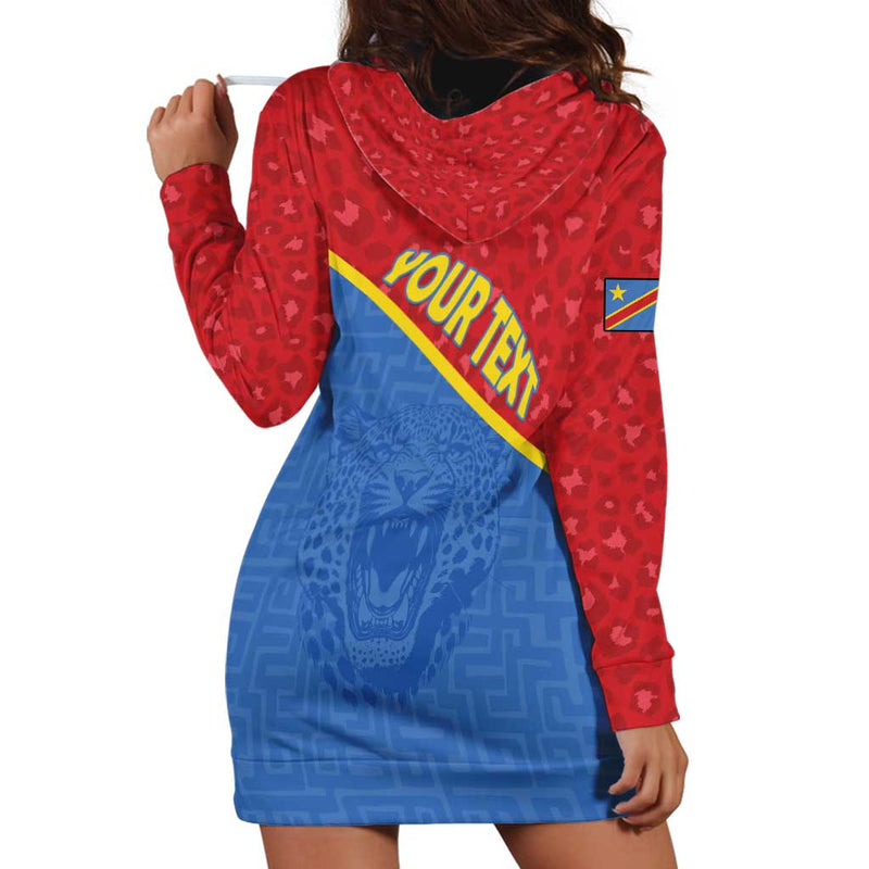 Custom DR Congo Football Allez Les Léopards Hoodie Dress