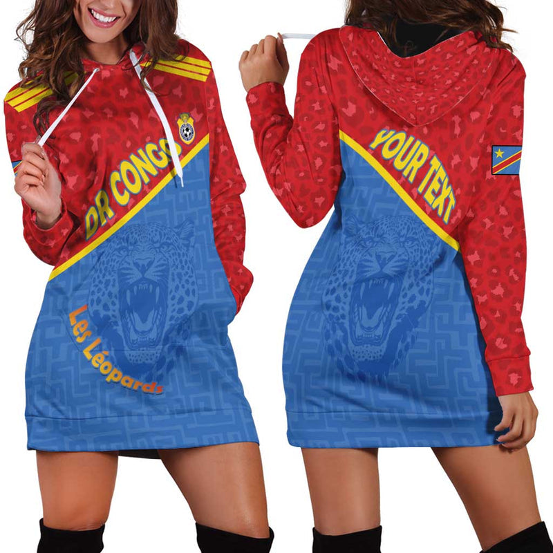 Custom DR Congo Football Allez Les Léopards Hoodie Dress