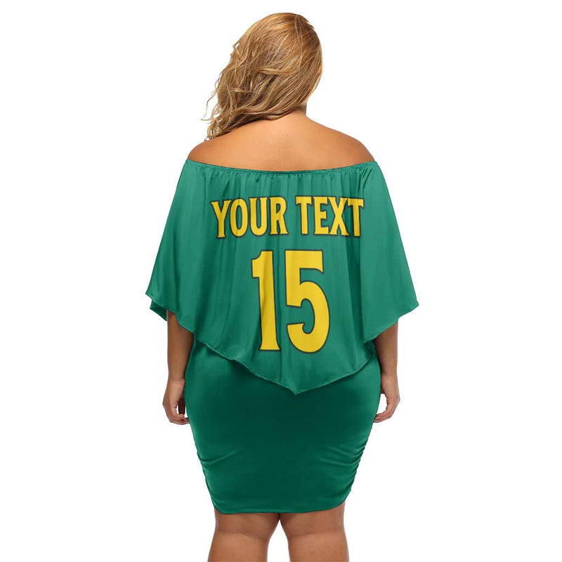 Custom Cameroon Football Waka Waka - This Time For Africa Off Shoulder Short Dress