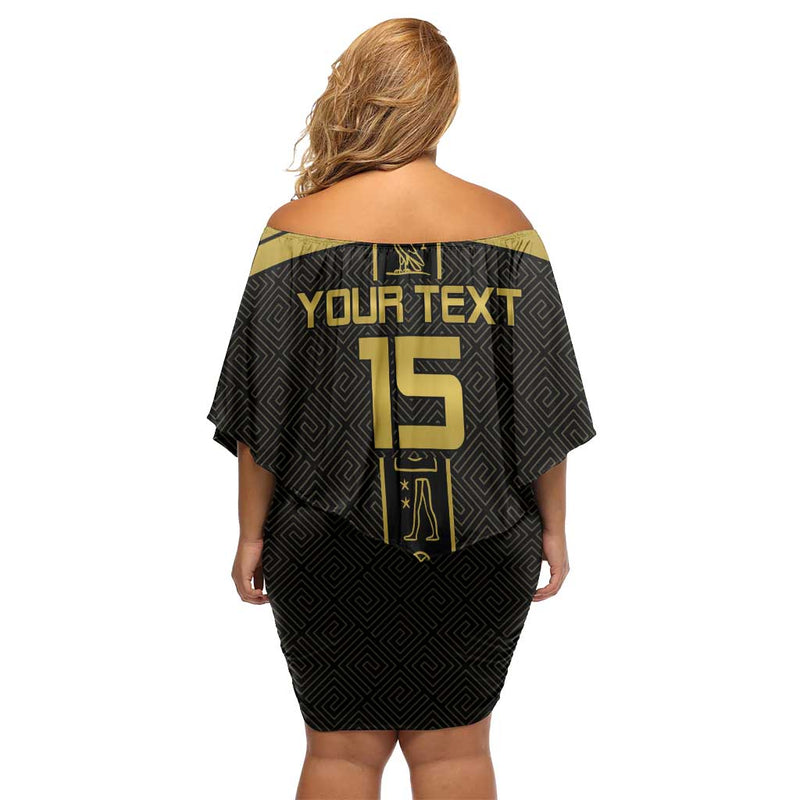 Custom Egypt Football Yalla Yalla Pharaohs - Black Ver Off Shoulder Short Dress