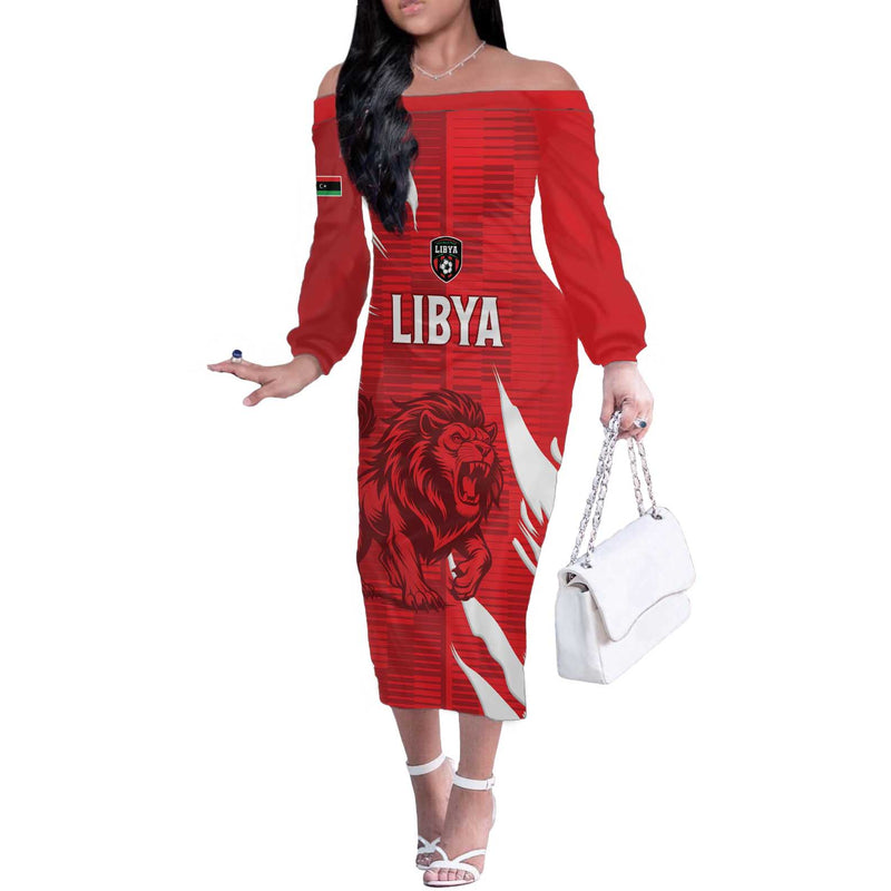 Custom Libya Football Forza Libya Off The Shoulder Long Sleeve Dress