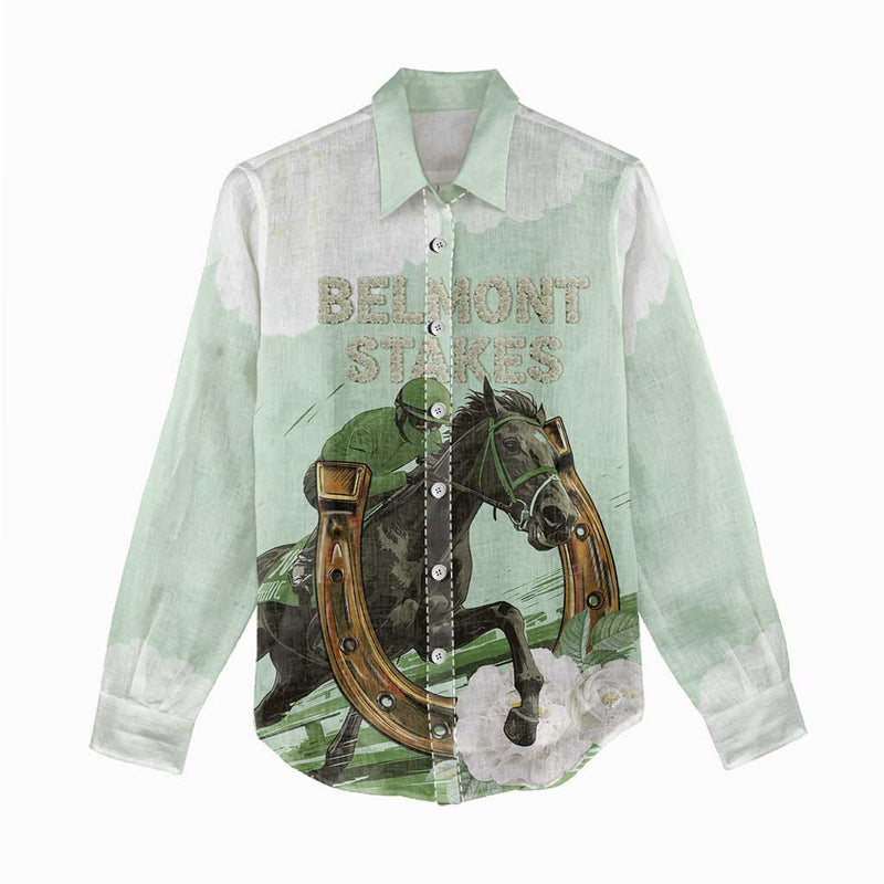158th Anniversary Belmont Horse Racing Run for the Carnations Women Casual Shirt