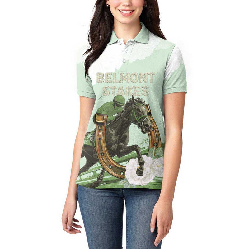 158th Anniversary Belmont Horse Racing Run for the Carnations Women Polo Shirt
