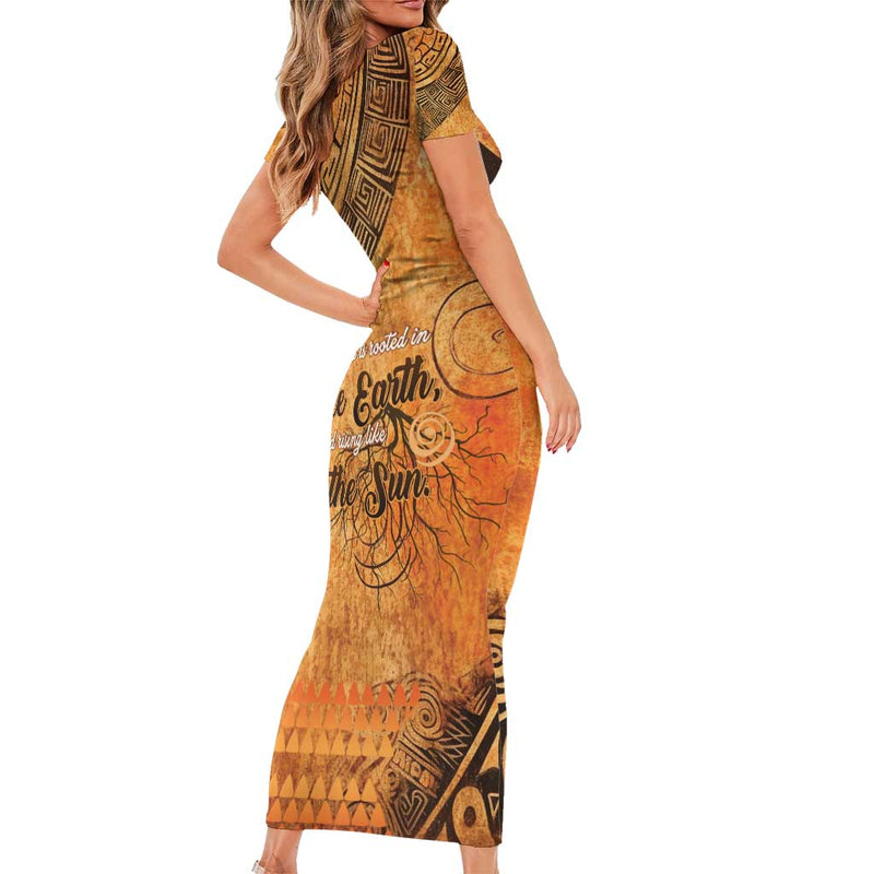 African Women She Is Rooted In The Earth And Rising Like The Sun Short Sleeve Bodycon Dress