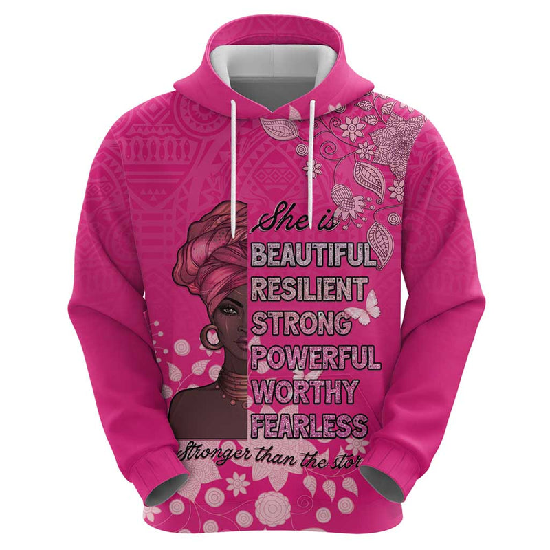 African Women Black Beautiful Brave and Bressed - Pink Color Hoodie