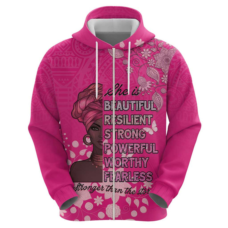 African Women Black Beautiful Brave and Bressed - Pink Color Hoodie