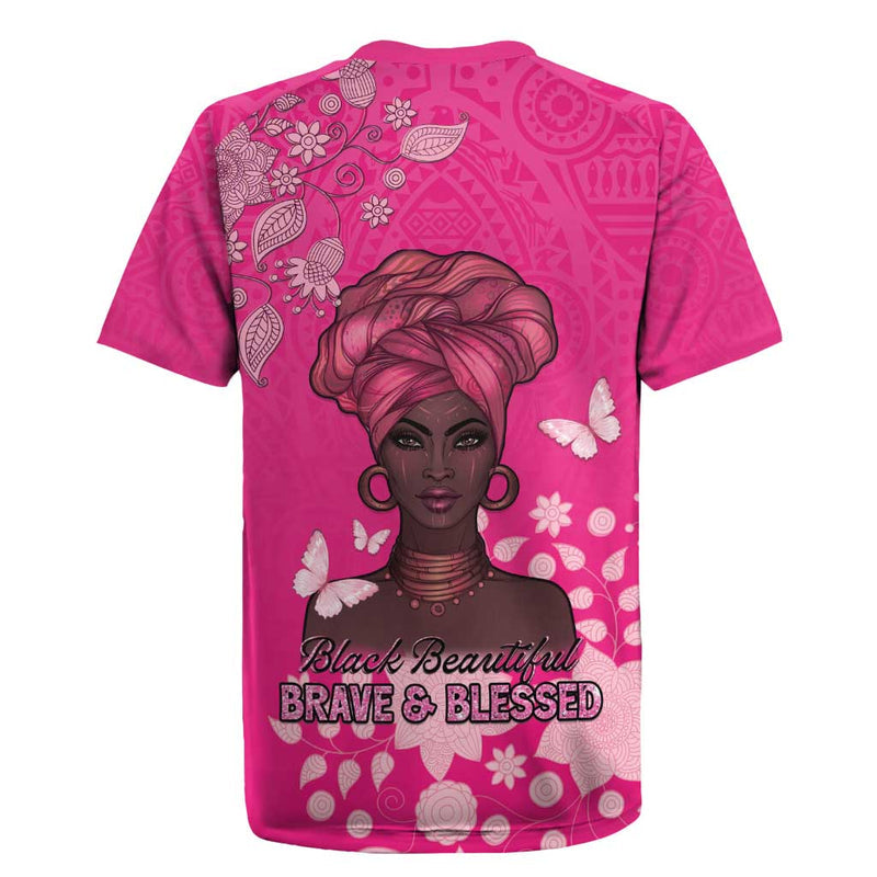 African Women Black Beautiful Brave And Bressed - Pink Color Rugby Jersey