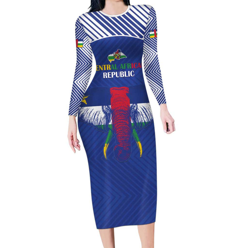 Custom Central African Republic Football Go Champions Long Sleeve Bodycon Dress