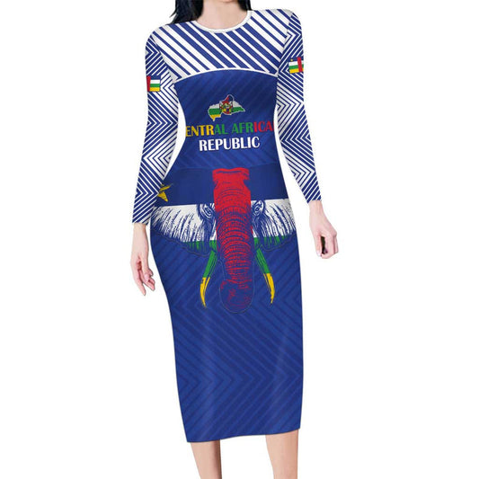 Custom Central African Republic Football Go Champions Long Sleeve Bodycon Dress
