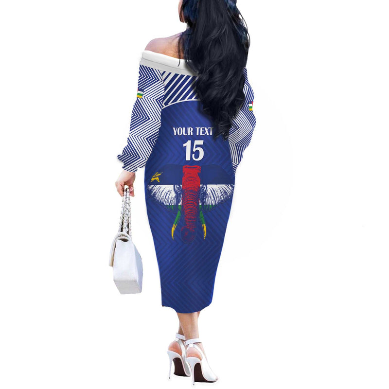 Custom Central African Republic Football Go Champions Off The Shoulder Long Sleeve Dress