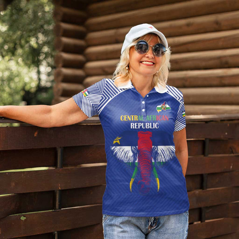 Custom Central African Republic Football Women Polo Shirt Go Champions