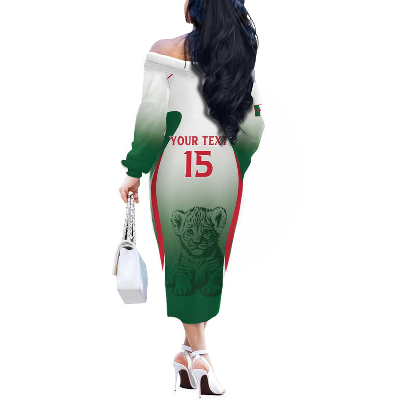 Algeria Rugby Custom Go Lion Cubs Off The Shoulder Long Sleeve Dress