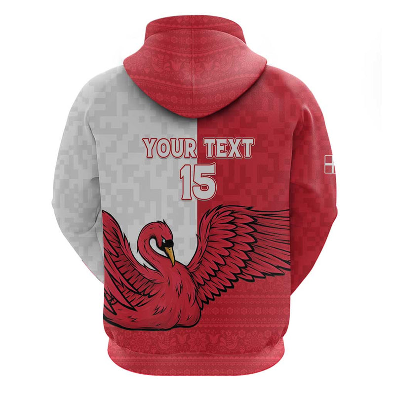 Custom Denmark Football Red and Whites Scandinavia Pattern Hoodie