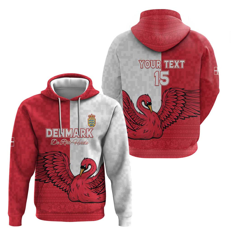 Custom Denmark Football Red and Whites Scandinavia Pattern Hoodie