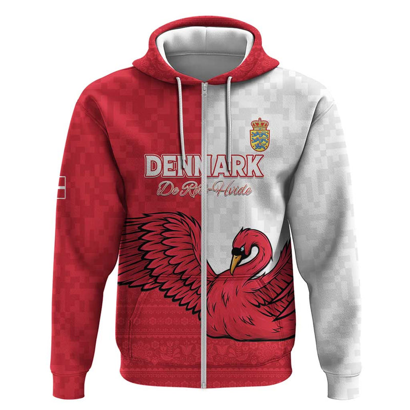 Custom Denmark Football Red and Whites Scandinavia Pattern Hoodie
