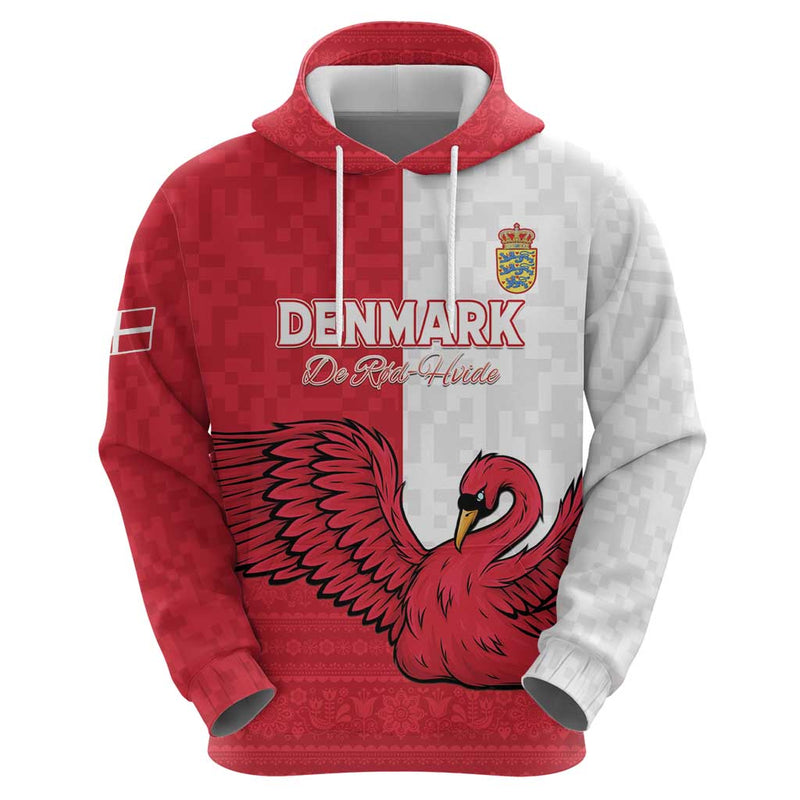 Custom Denmark Football Red and Whites Scandinavia Pattern Hoodie