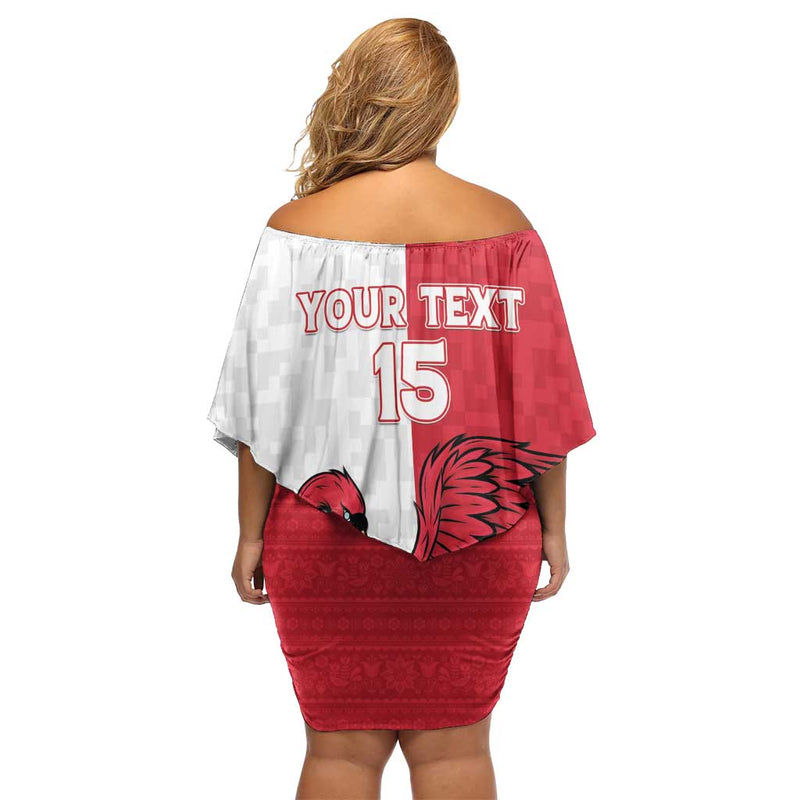 Custom Denmark Football Red And Whites Scandinavia Pattern Off Shoulder Short Dress