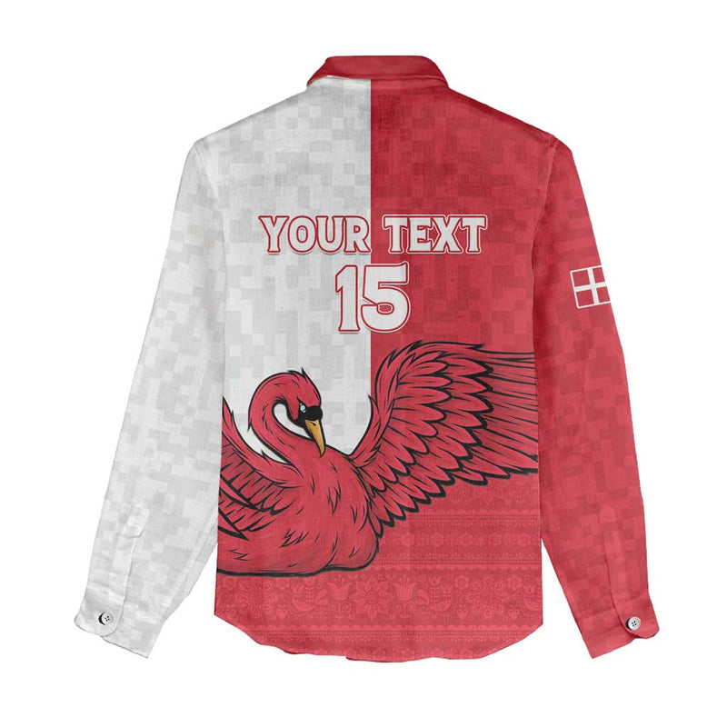 Custom Denmark Football Red and Whites Scandinavia Pattern Women Casual Shirt