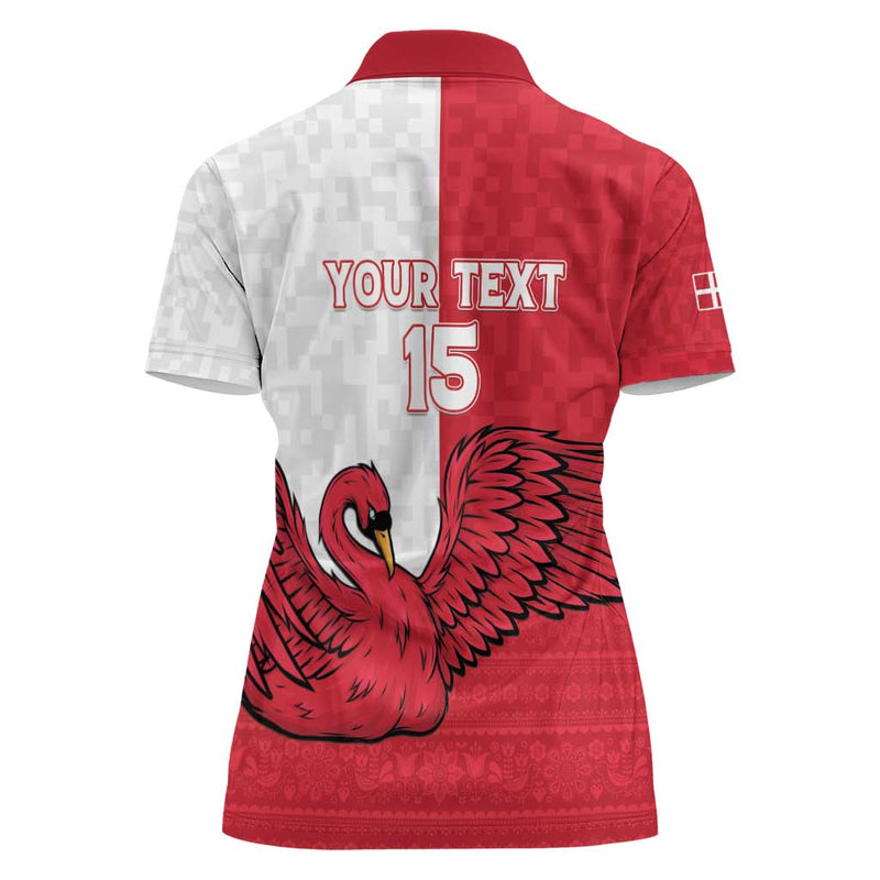 Custom Denmark Football Red and Whites Scandinavia Pattern Women Polo Shirt