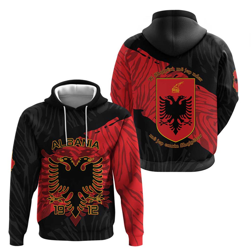 Albania Independence Day Albanian Eagle - Grunge Style Hoodie