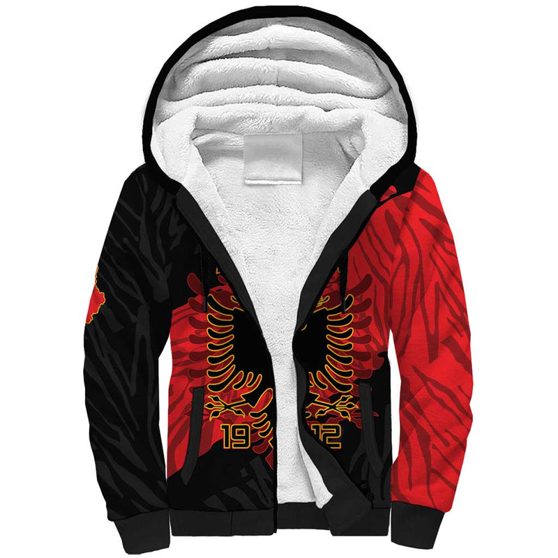 Albania Independence Day Albanian Eagle - Grunge Style Sherpa Hoodie