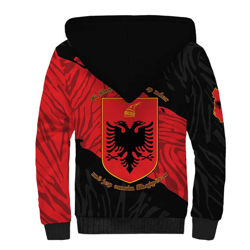 Albania Independence Day Albanian Eagle - Grunge Style Sherpa Hoodie