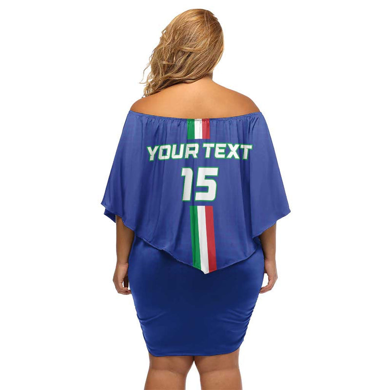 Custom Italy Football Come On Gli Azzurri Off Shoulder Short Dress