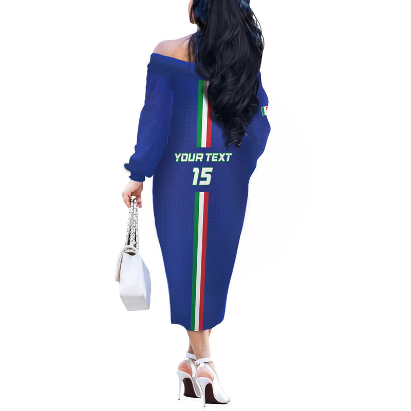 Custom Italy Football Come On Gli Azzurri Off The Shoulder Long Sleeve Dress