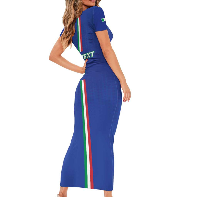 Custom Italy Football Come On Gli Azzurri Short Sleeve Bodycon Dress