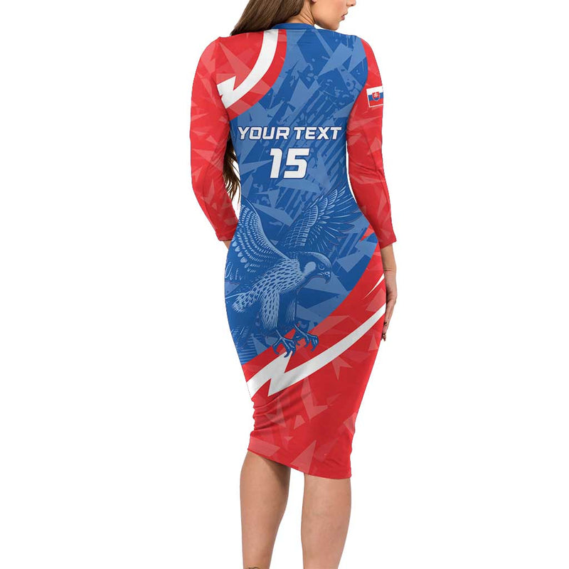 Custom Slovakia Football Come On Sokoli Long Sleeve Bodycon Dress