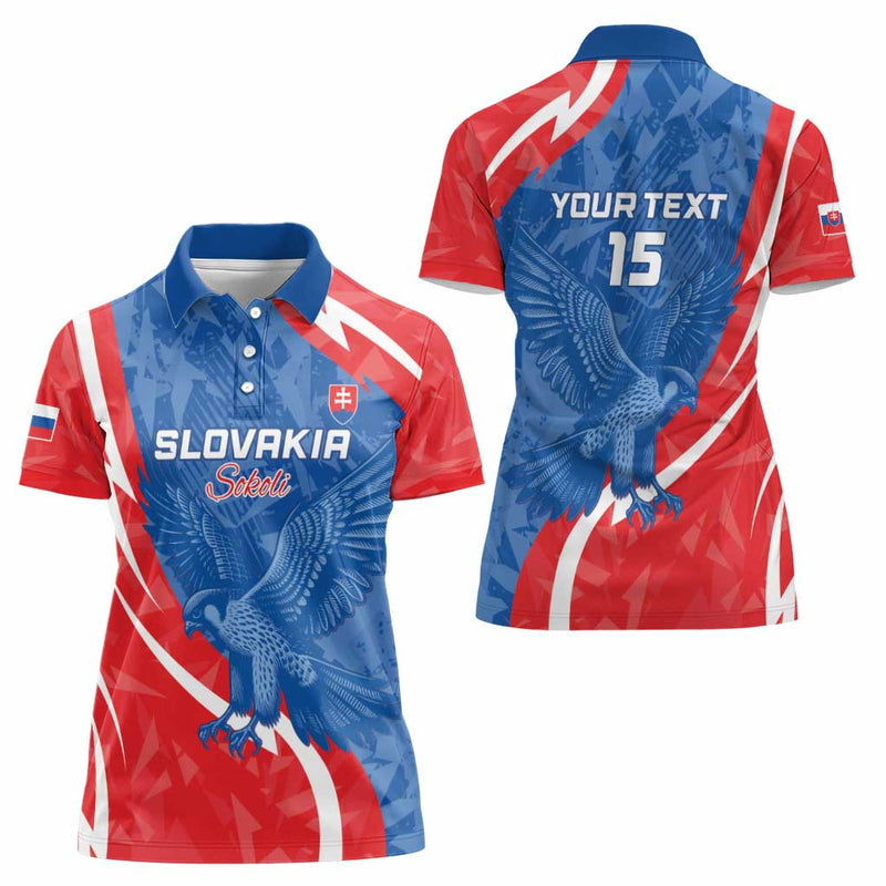 Custom Slovakia Football Come On Sokoli Women Polo Shirt