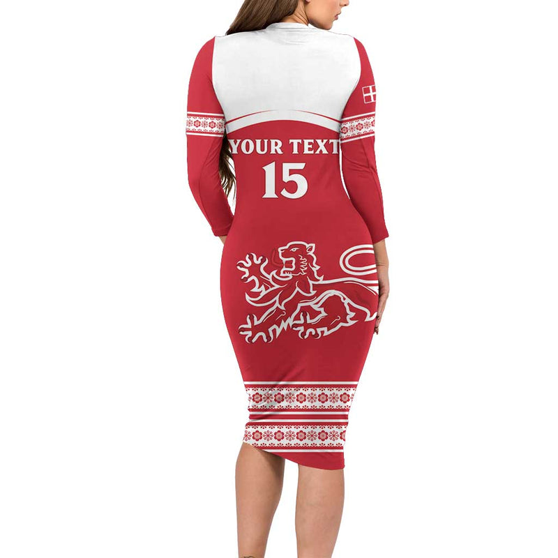 Custom Denmark Hockey Come On Danish Lions Long Sleeve Bodycon Dress