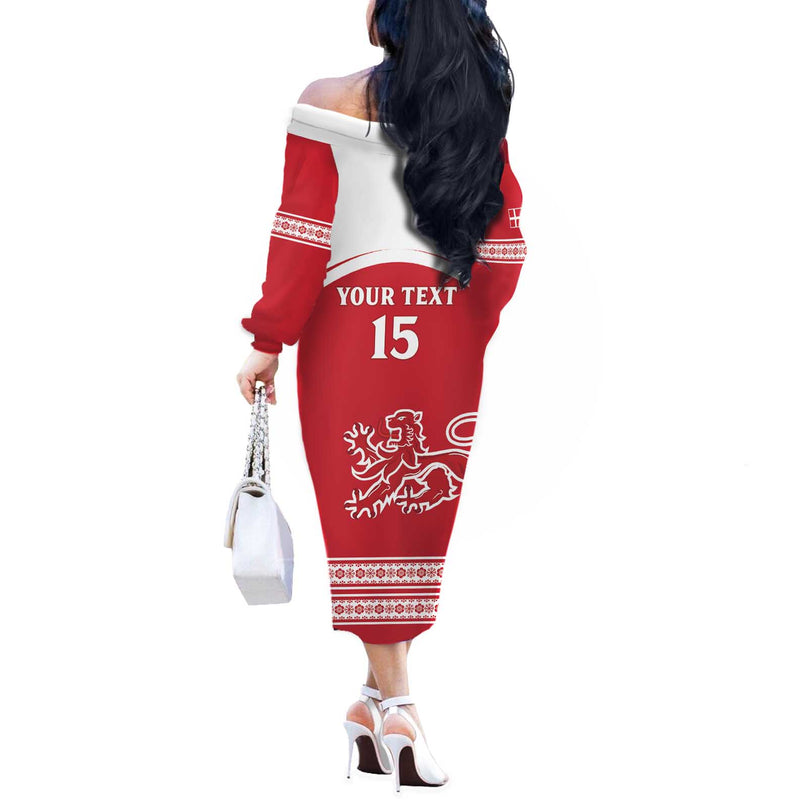Custom Denmark Hockey Come On Danish Lions Off The Shoulder Long Sleeve Dress