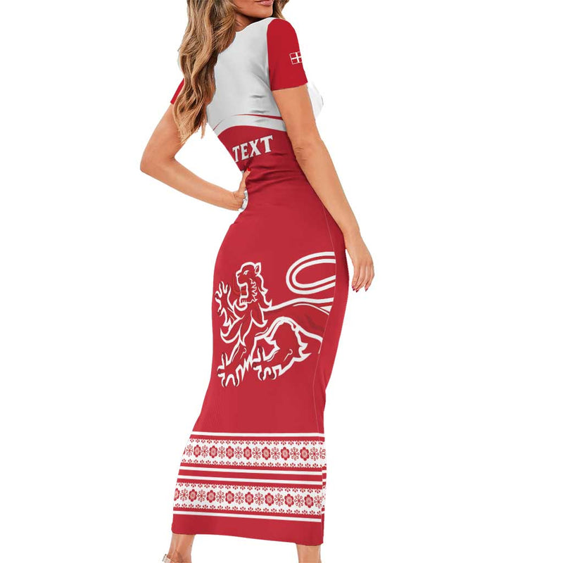 Custom Denmark Hockey Come On Danish Lions Short Sleeve Bodycon Dress