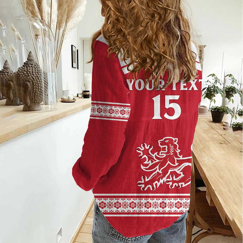 Custom Denmark Hockey Come On Danish Lions Women Casual Shirt