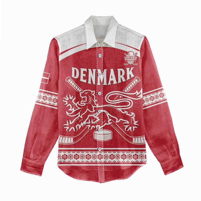 Custom Denmark Hockey Come On Danish Lions Women Casual Shirt